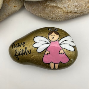 Have Faith Angel Rock, Angel Painted Rock, Faith Painted Rock, Angel Rock, Religious Rock, Christian Rock