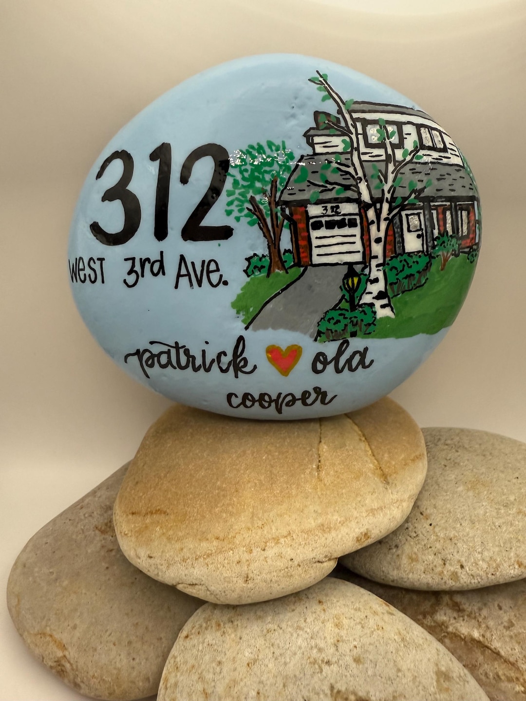 Custom Home Painted Rock, Custom Home Portait From Photo, House ...