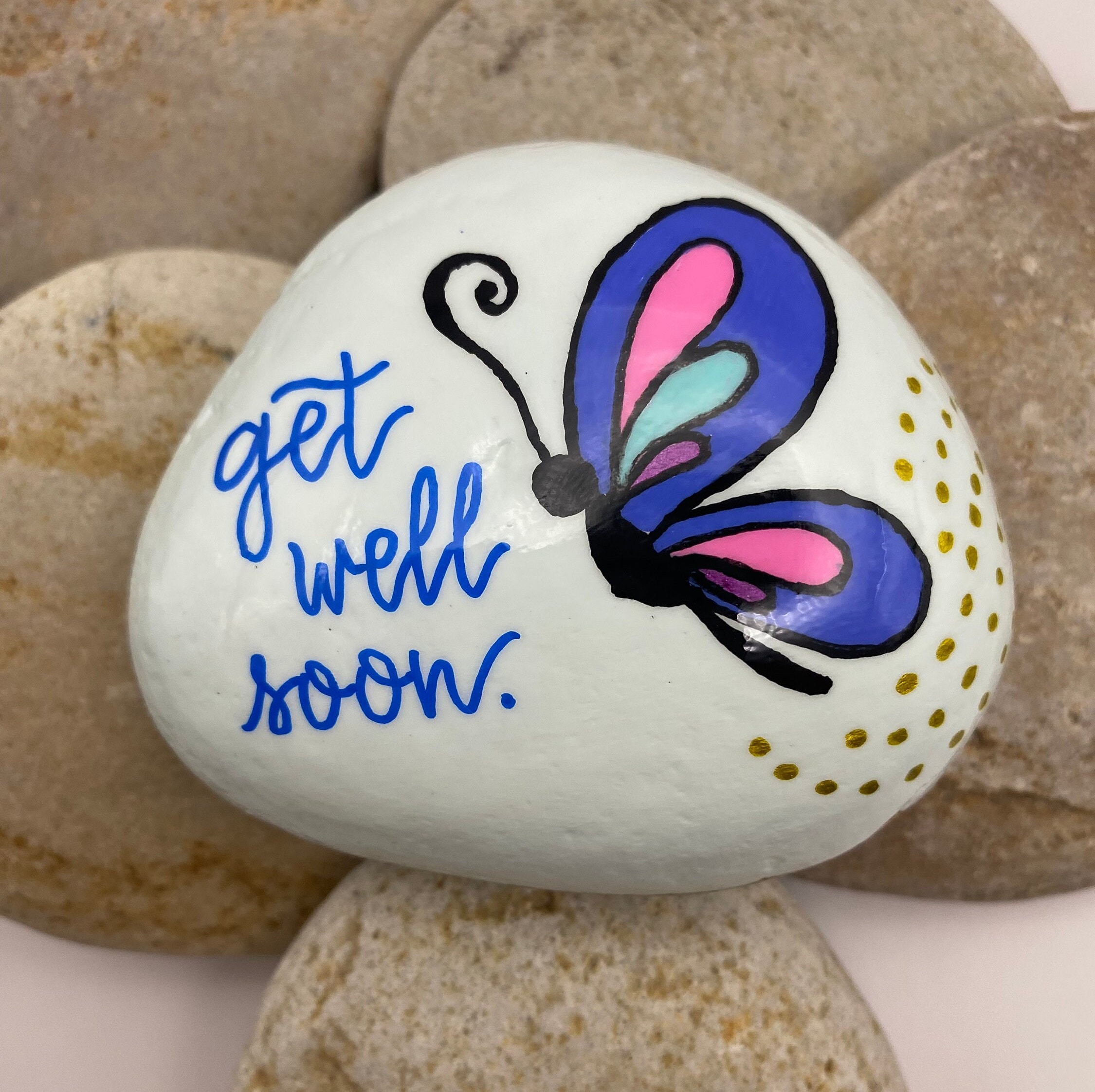 Get Well Soon Painted Rock, Butterfly Painted Rock, Get Better Soon ...