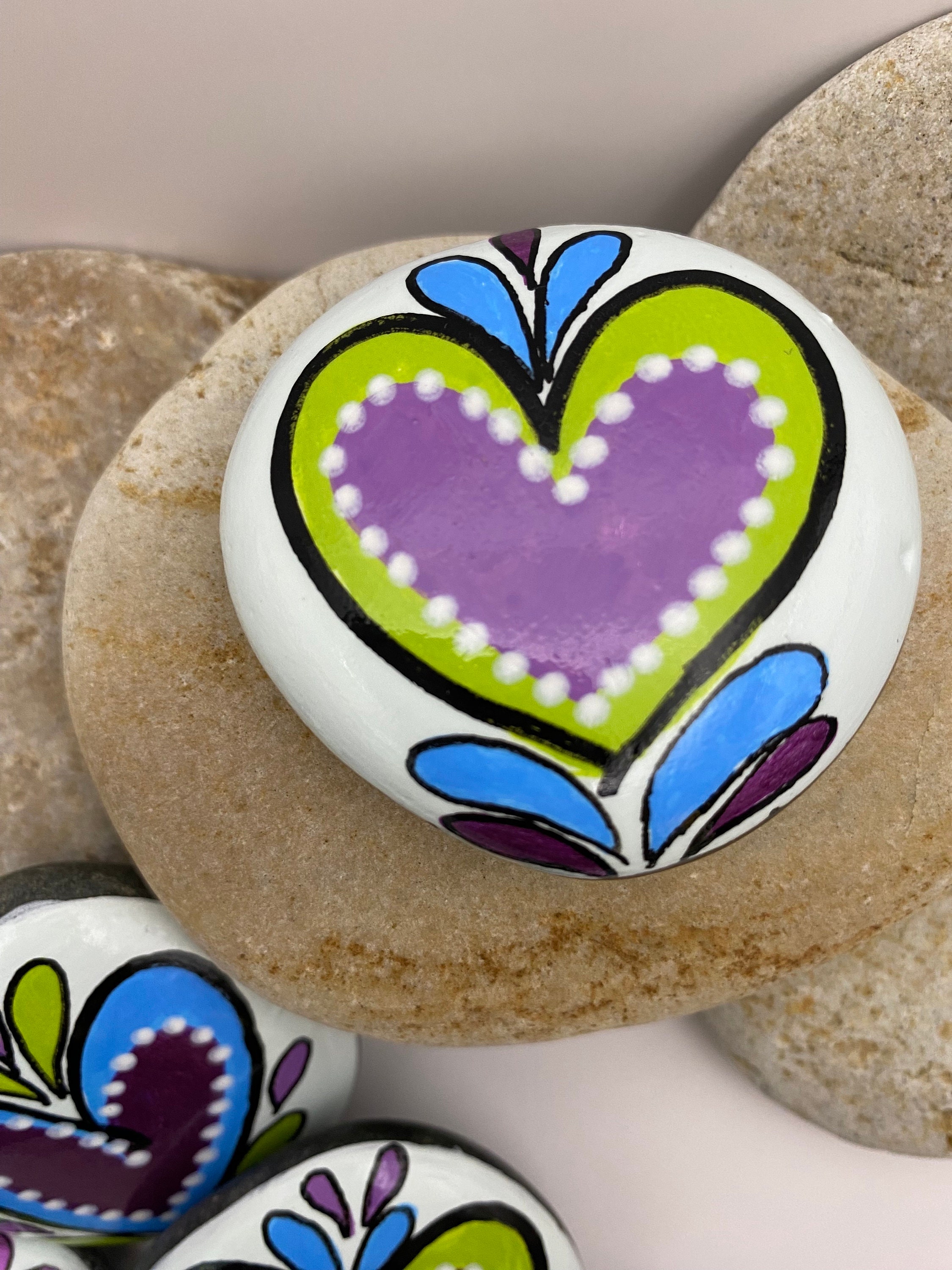 Heart Rocks, Assorted Heart Rocks, Painted Rocks, Valentine's Day Rocks ...