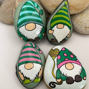 Gnome Rocks, Assorted Gnome Rocks, Valentine&#39;s Day Gnome Rocks, Valentine&#39;s Day Painted Rocks