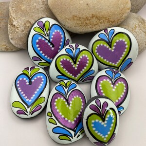 Colerful Heart Rocks Heart Rocks, Assorted Heart Rocks, Painted Rocks, Valentine's Day Rocks ...