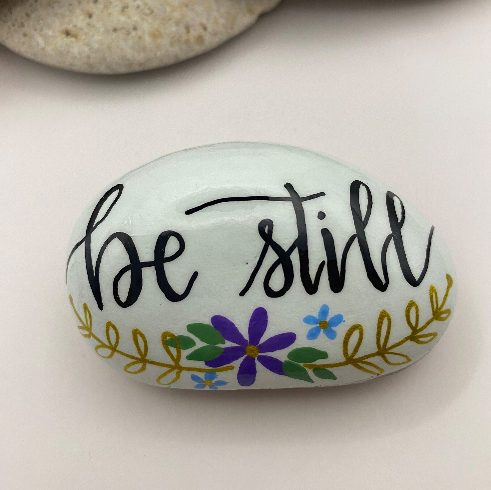 Be Still Bible Verse Painted Rock, Bible Sayings Rock, Be Still and ...