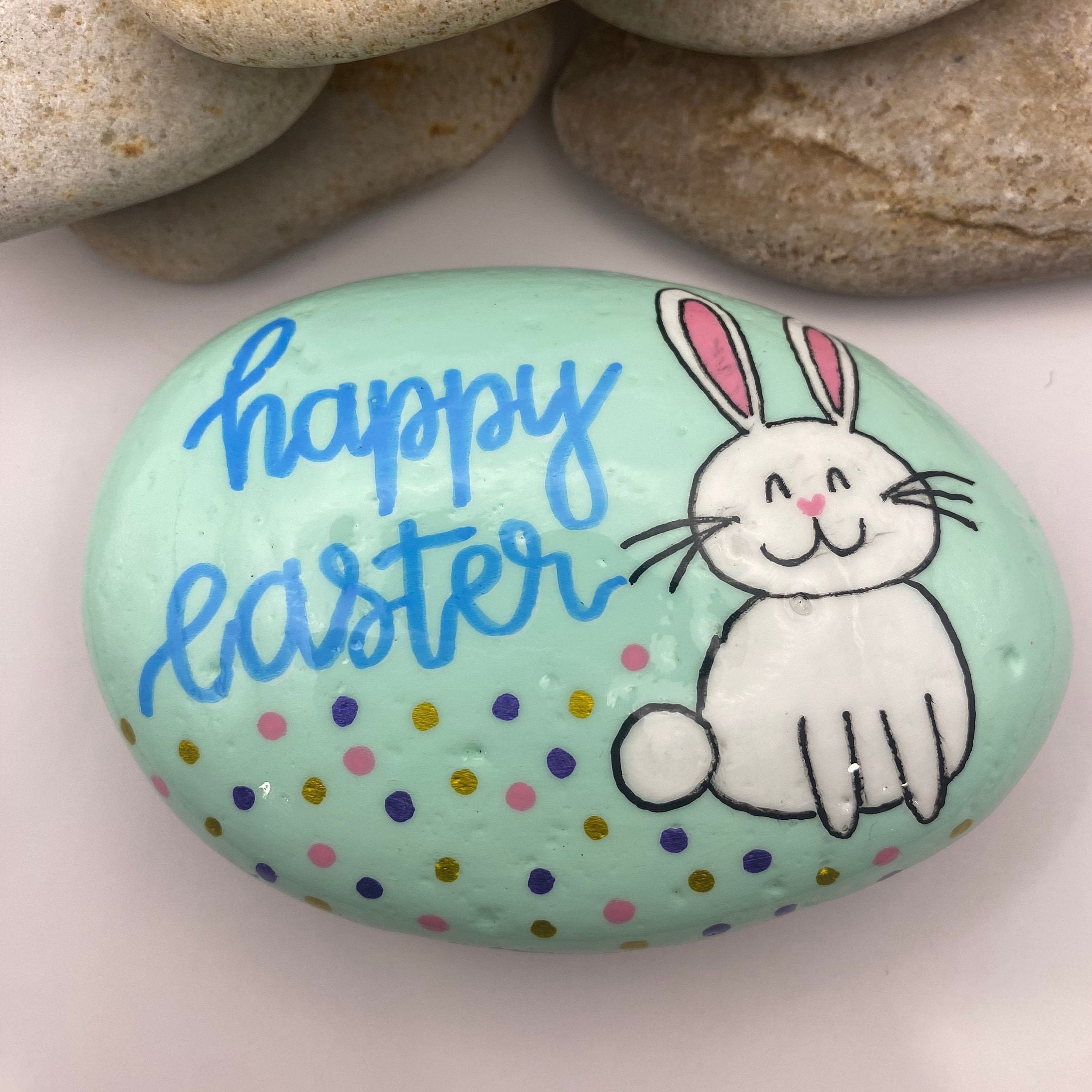 Happy Easter Painted Rock, Easter Painted Rock, Easter Bunny Rock ...