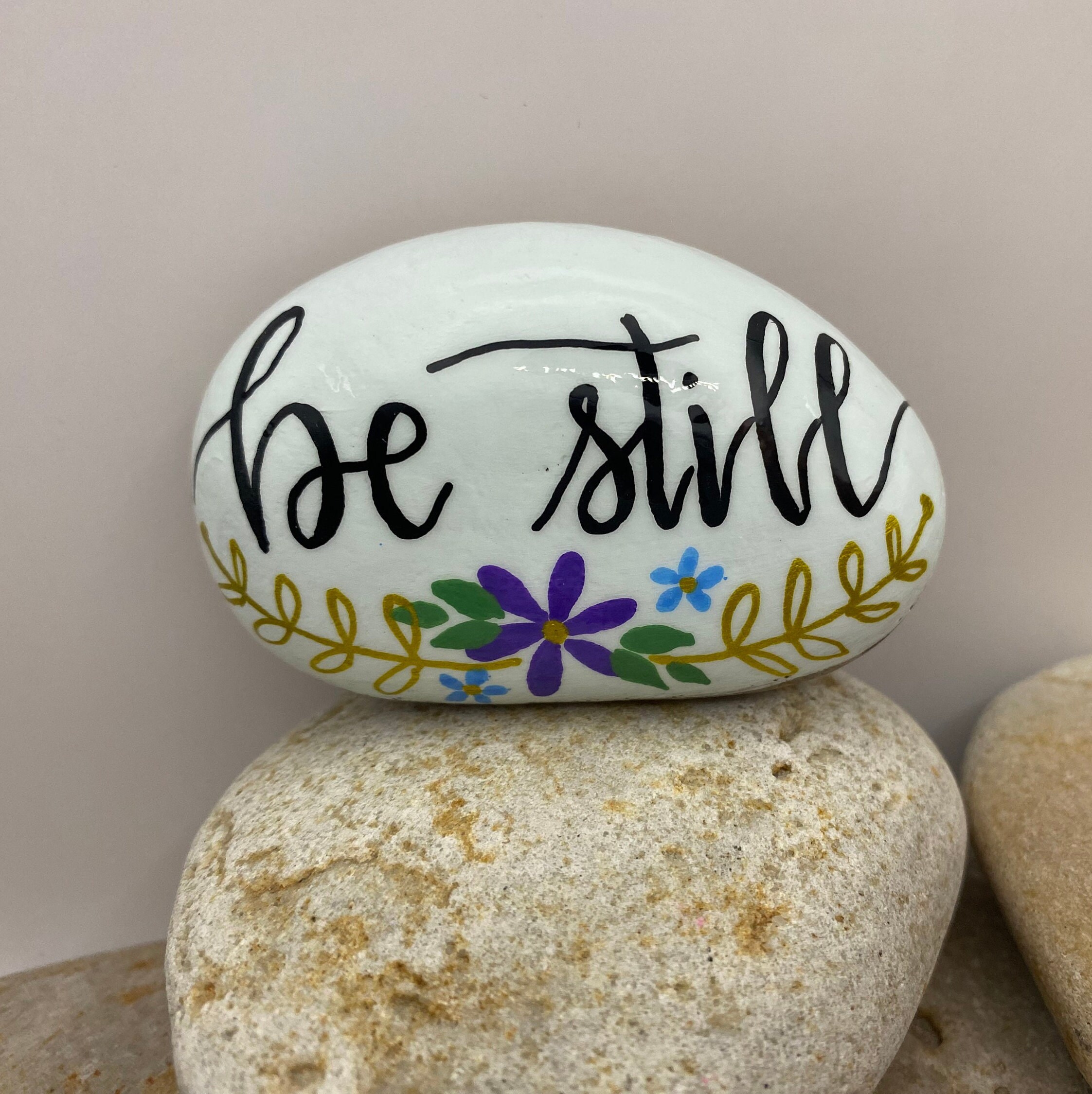 Be Still Bible Verse Painted Rock, Bible Sayings Rock, Be Still and ...