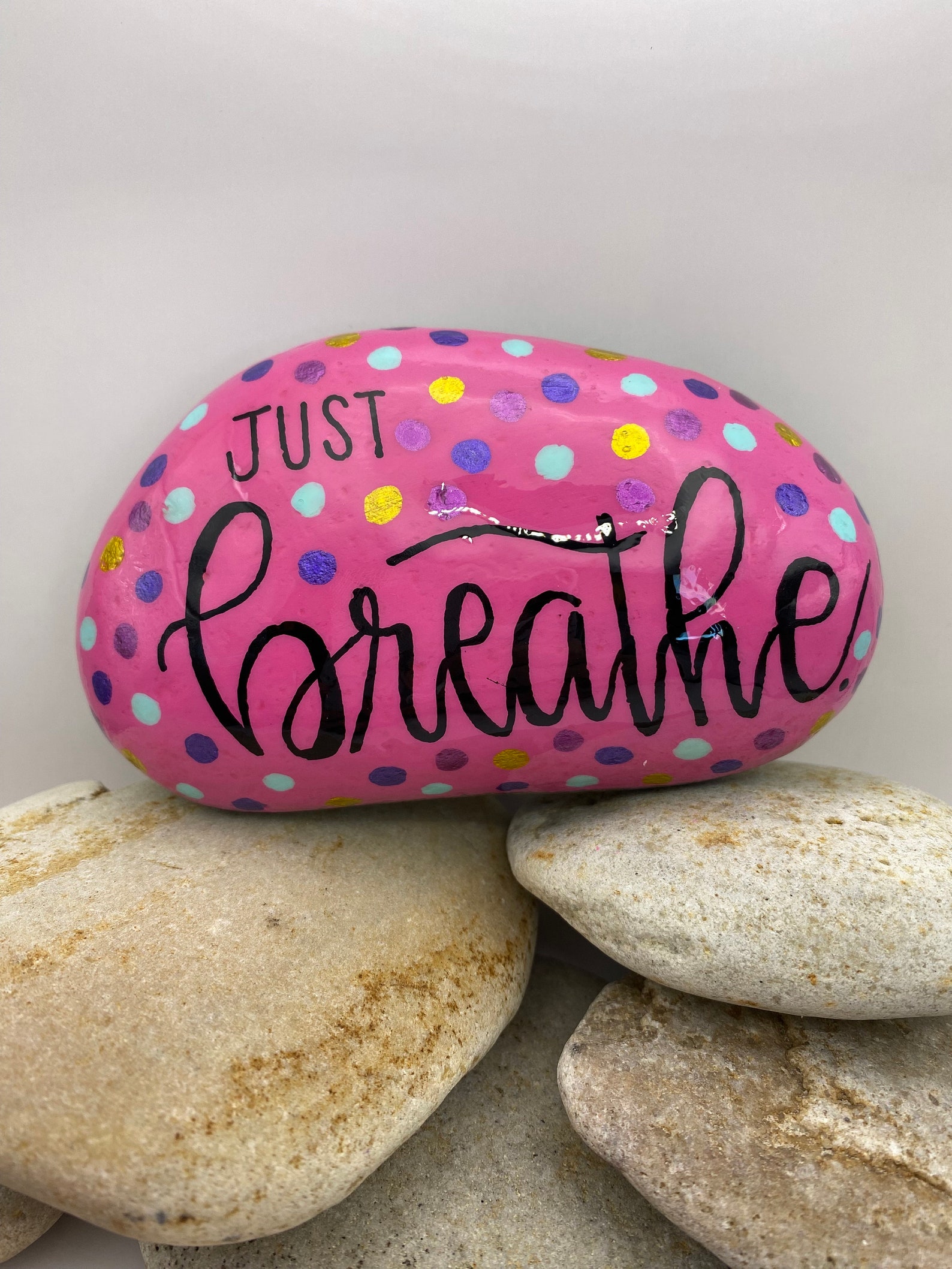 Just Breathe Painted Rock, Breathe Rock, Affirmation Rock ...