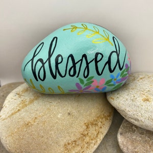 Blessed Painted Rock, Blessed, Christian Rocks, Religious Rocks, Bible Rocks