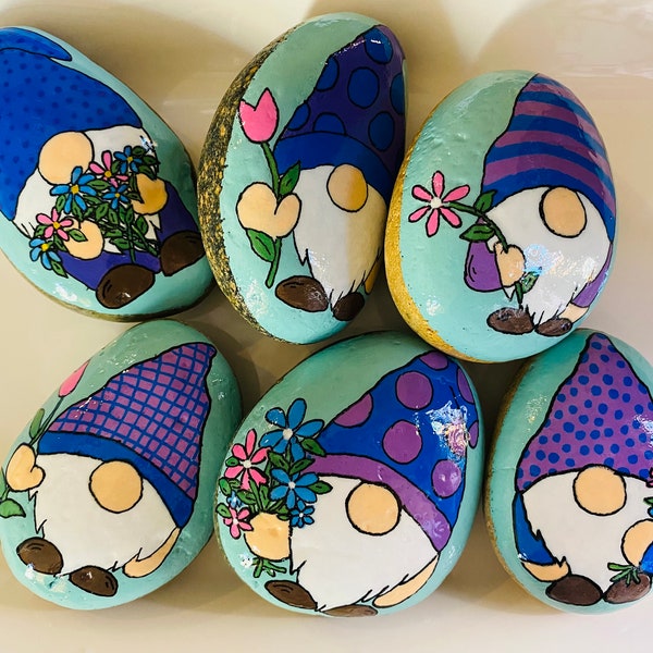 Gnome Painted Rocks, Garden Gnome Rocks, Gnome Rocks, Spring Painted Rocks, Gnome Assorted Rocks