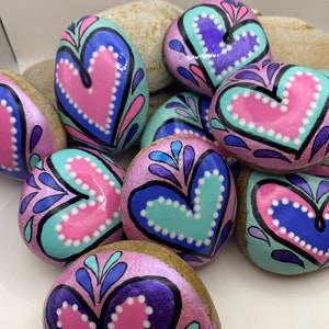 Heart Rocks Painted Rocks, Assorted Heart Rocks, Valentine’s Day Painted Rocks, Love Rocks, Painted Hearts