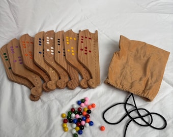 Handmade Pegs and Jokers 8-person Game set, upcycled,  jokers and pegs,