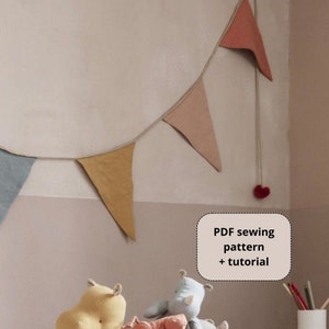 Kids Birthday Garland PDF Pattern & Tutorial, Instant download, Bunting Pattern, PDF Kids garland pattern, DIY kids birthday decor pattern