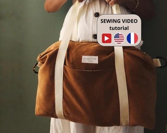 Diaper Bag Sewing Pattern, Nursery Bag, Sewing Video Tutorial, Instant download, Baby Travel Bag, New Mom Gift, Travel Bag, Weekend Sewing