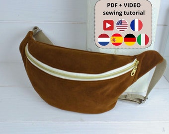 Fanny Pack Sewing Pattern Bag Sewing Pattern Cross Body Bag PDF Pattern Classic Fanny Pack Bag Pattern PDF Bag Pattern, Video Tutorial