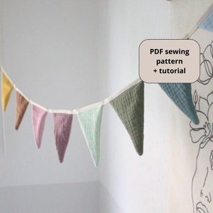 Kids Birthday Garland PDF Pattern & Tutorial, Instant download, Bunting Pattern, PDF Kids garland pattern, DIY kids birthday decor pattern