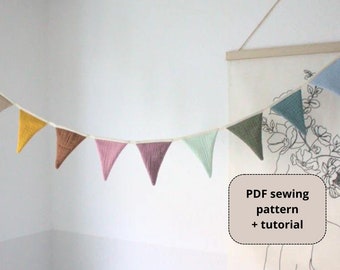 Kids Birthday Garland PDF Pattern & Tutorial, Instant download, Bunting Pattern, PDF Kids garland pattern, DIY kids birthday decor pattern