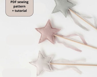 Star Wand PDF Pattern & Video Tutorial, Instant download, Wand Pattern, PDF Kids toy wand pattern, DIY fairy wand pattern