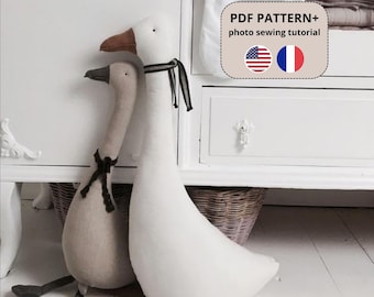 Goose Sewing Pattern, Goose Plush Sewing Pattern PDF Instant Download with Step-by-Step Photo Instructions, Goose Soft Toy