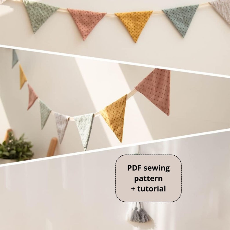 Kids Birthday Garland PDF Pattern & Tutorial, Instant download, Bunting Pattern, PDF Kids garland pattern, DIY kids birthday decor pattern