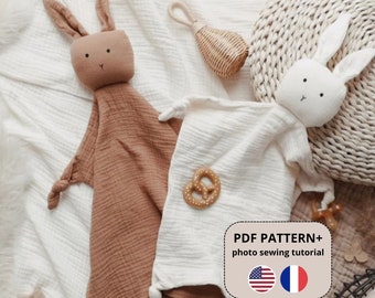 Bunny Lovey PDF pattern, Comfort Blanket Sewing Pattern, DIY baby comforter, PDF Pattern & Photo Tutorial, Instant download, Handmade gift