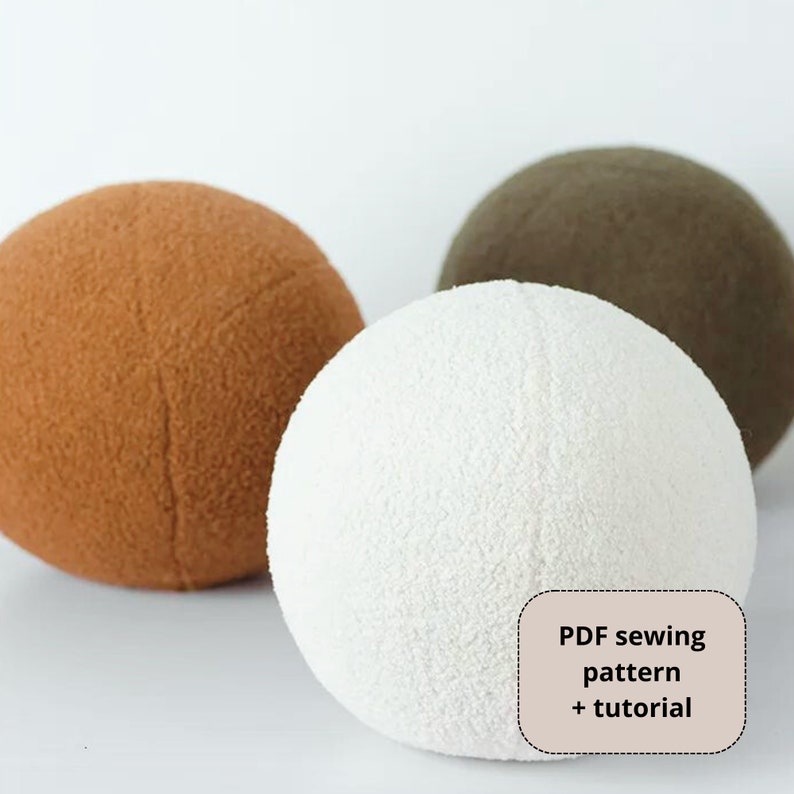 Teddy Boucle Ball Pillow Sewing Pattern Ball Cushion Pattern PDF