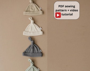 Knot Baby Hat Sewing Pattern, Baby Hat Pattern, Baby Sewing Patterns, Newborn Hat, Beginner Friendly | Detailed Video Tutorial