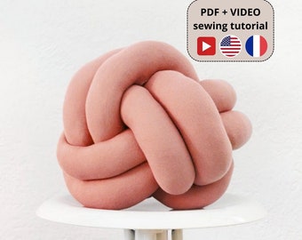 Coussin noeud - DIY - Tutoriel vidéo étape par étape - Coussin boule en peluche avec noeud I Coussin décoratif fait main I Cadeau de pendaison de crémaillère I Coussin