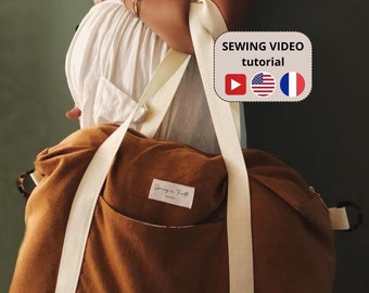 Diaper Bag Sewing Pattern, Nursery Bag, Sewing Video Tutorial, Instant download, Baby Travel Bag, New Mom Gift, Travel Bag, Weekend Sewing