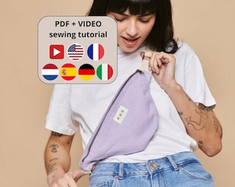 Banana Bag PDF Pattern & Video Tutorial, Sling bag, Fanny Pack Sewing Pattern, DIY Sling Pouch, Instant download, Bum Bag tutorial