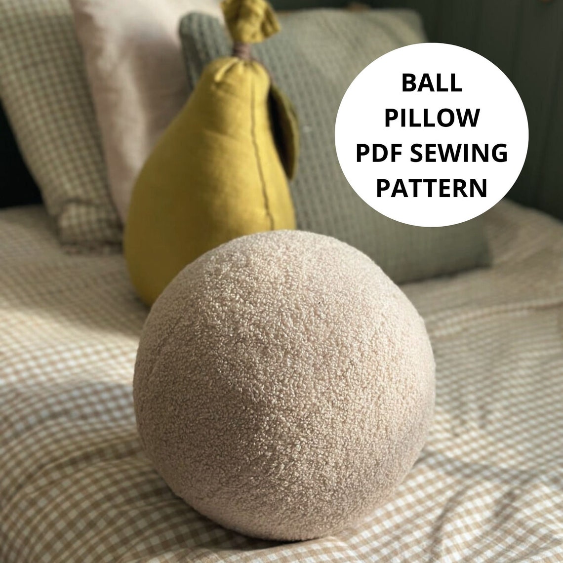 DIY Cozy Teddy Sphere Pillow Sewing Pattern Instant Download PDF for ...