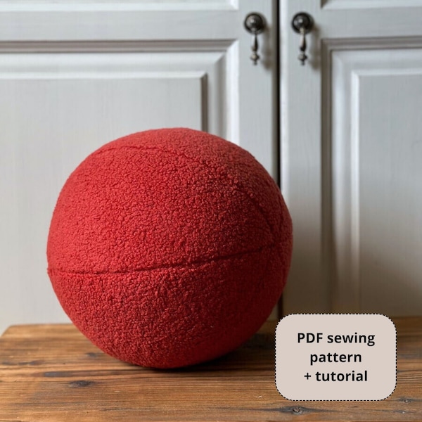 DIY Cozy Teddy Sphere Pillow Sewing Pattern - Instant Download PDF for Ball Cushion - Create Your Own Pillow - Perfect Housewarming Gift