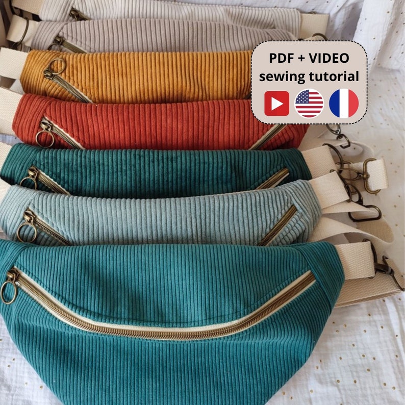 Bum Bag PDF Pattern, Fanny Pack Sewing Pattern, DIY Sling Pouch, PDF Pattern & Video Tutorial