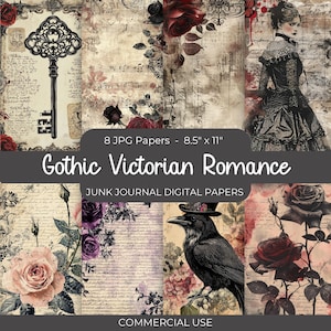 Gothic Victorian Romance Junk Journal Pages, Vintage Digital Papers, Printable Scrapbook Ephemera, Antique Collage Art, Instant Download