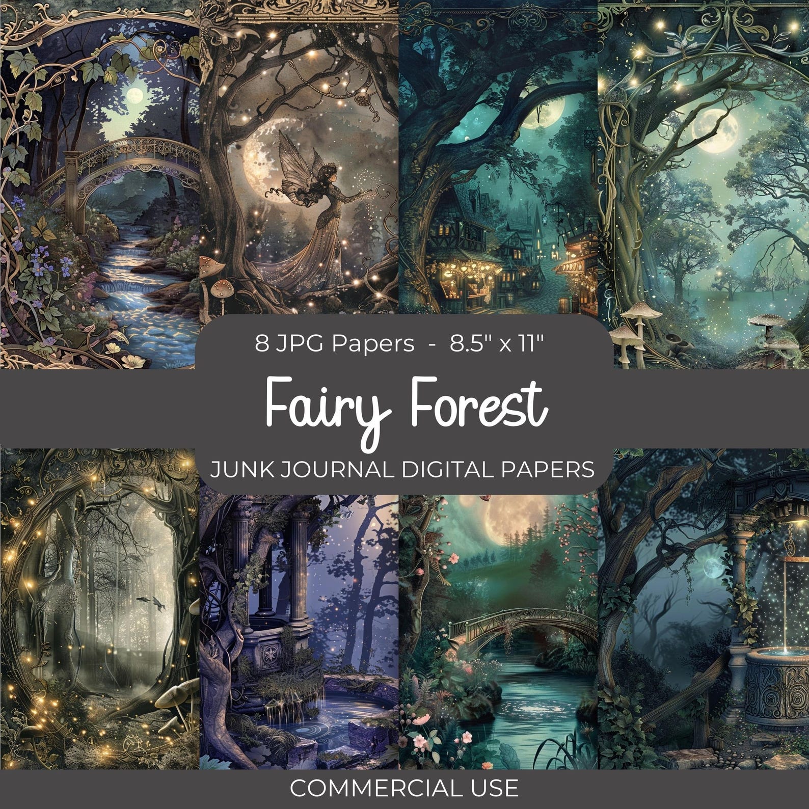 Enchanted Fairy Forest Junk Journal Digital Paper, 8 Digital Journal ...