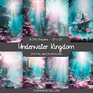 Mystical Ocean Theme Background, Under Sea Digital Backdrop, Underwater Overlay, Undersea Kingdom Illustrations, Underwater Junk Journal