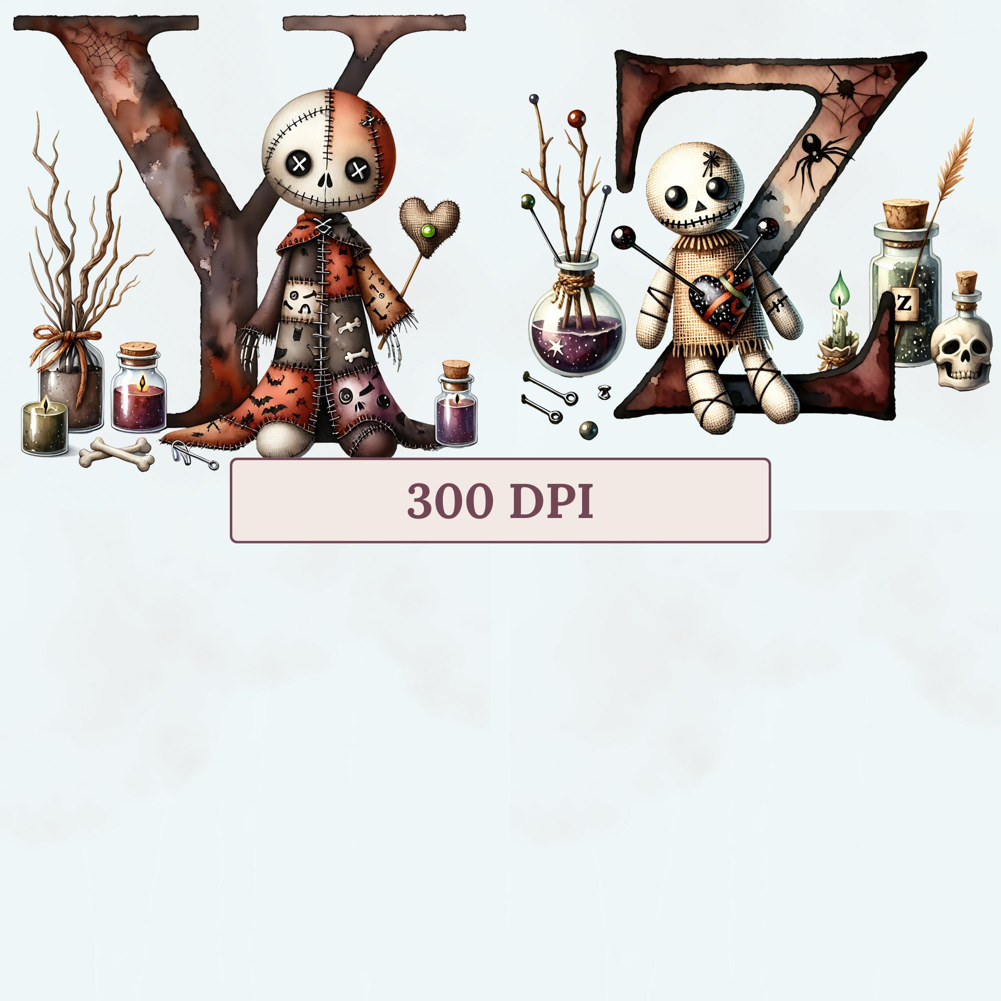 Voodoo Doll Alphabet Clipart, Halloween Letters, Gothic Font Digital ...