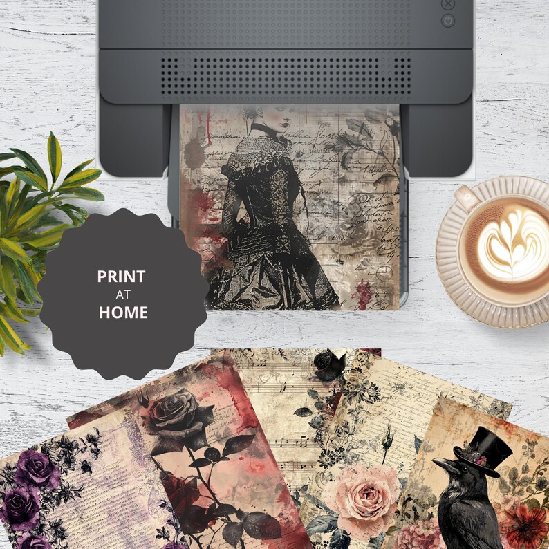 Gothic Victorian Romance Junk Journal Pages, Vintage Digital Papers ...