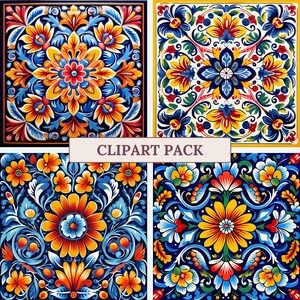 Mexicaanse talavera tegels clipartpakket, afdrukbare talavera tegel illustraties, boho mozaïektegels, traditionele tegels, decor van het huis, patroon afbeelding 5