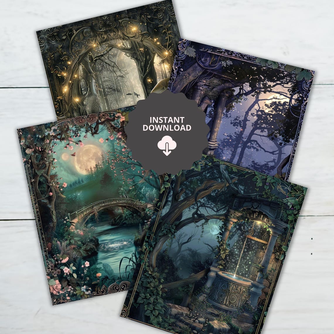 Enchanted Fairy Forest Junk Journal Digital Paper, 8 Digital Journal ...