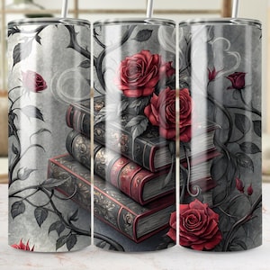 Gothic Rose boeken beker wrap, donkere bloemen beker wrap, vintage boek minnaar cadeau, elegante gotische rozen wrap, beker wrap voor lezers