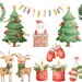 Watercolor Christmas Clipart PNG | Cute Santa Claus, Elf, Reindeer ...