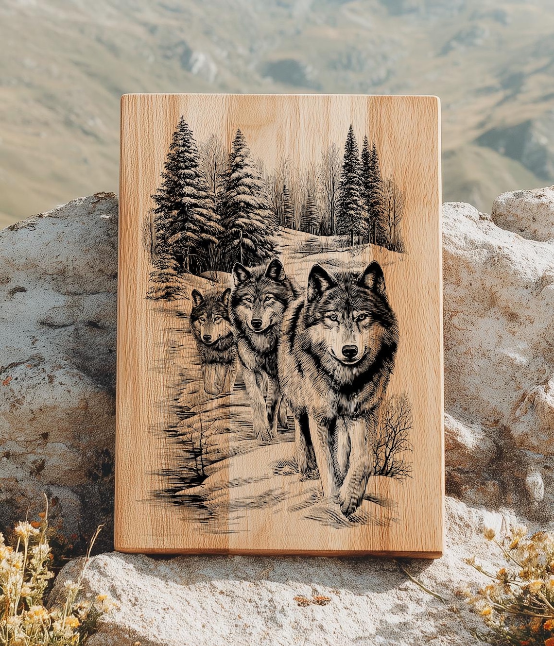 Svg File Timberwolf Wolf Pack SVG PNG | Winter Forest Wood Laser Engraving File | Glowforge ...