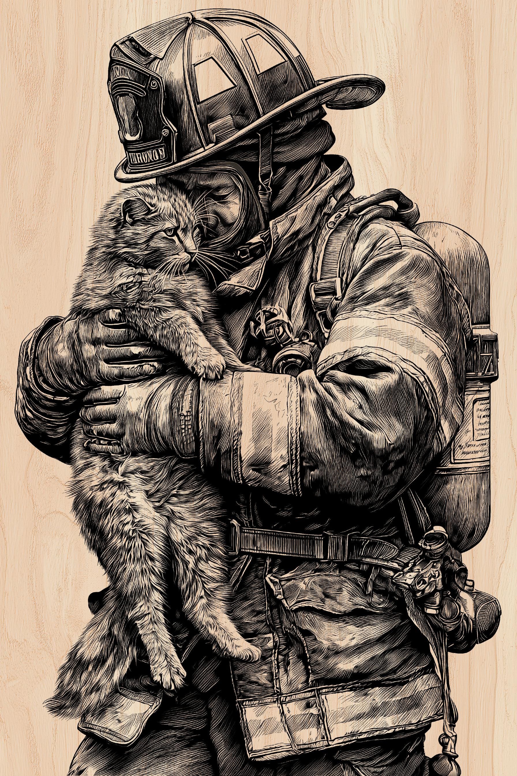 Firefighter SVG Laser File | First Responder Engraving — Fireman
