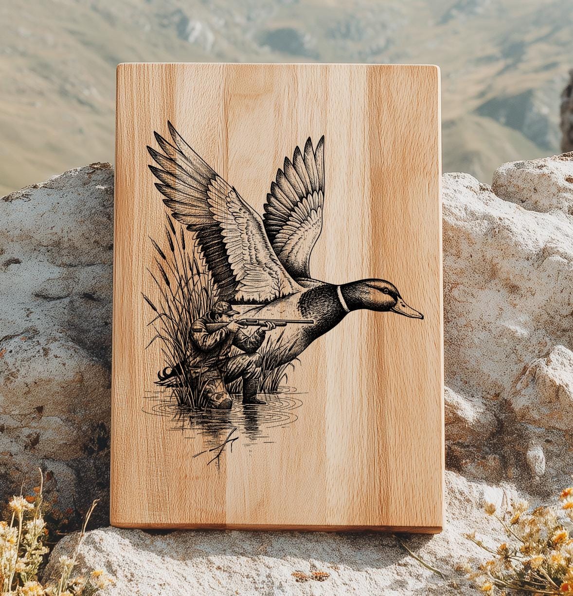 Duck Hunting Laser Engraving File | Marsh Scene CNC Wood Design ...