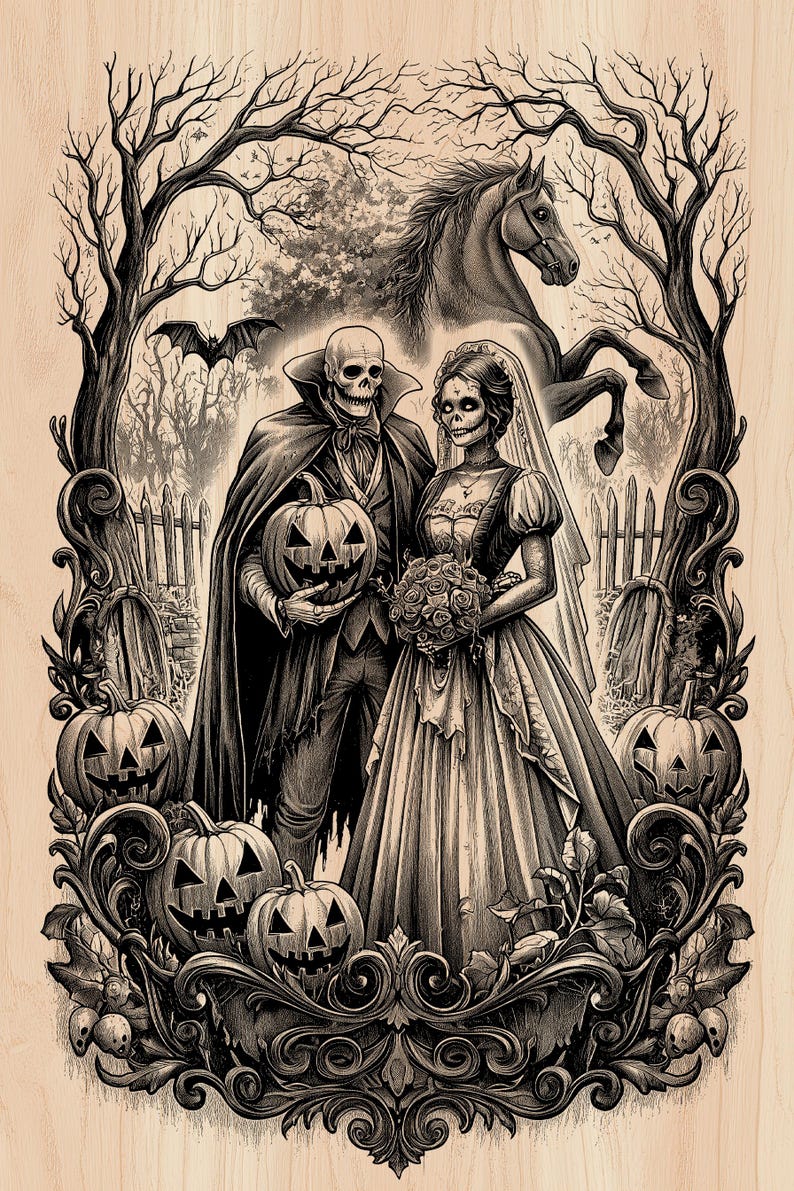 Skeleton Wedding SVG, PNG | Gothic Couple Laser Engraving File ...