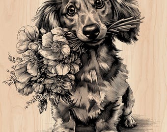 Dachshund Laser Engraving File | Wiener Dog Wood PNG SVG — Glowforge LightBurn Ready