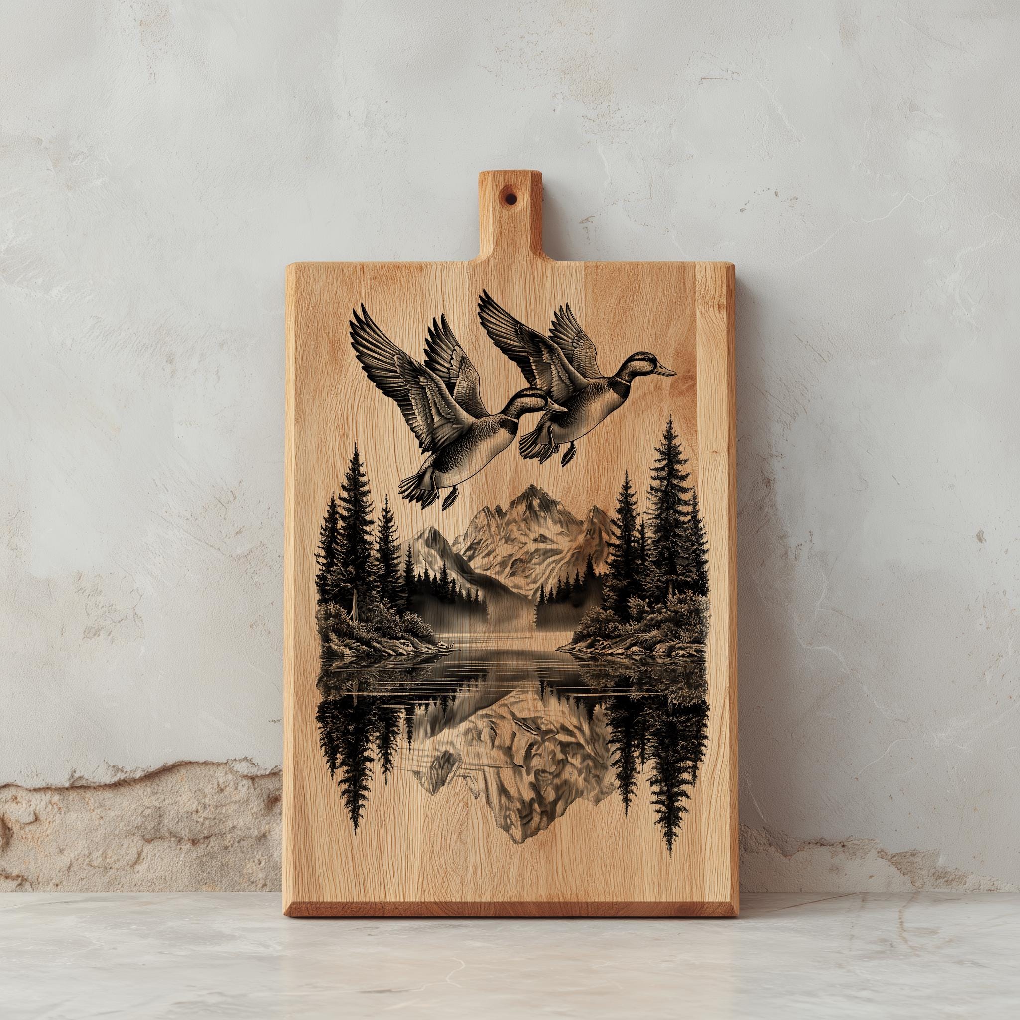 Flying Ducks Laser Engraving File | Waterfowl Mallard SVG | High ...