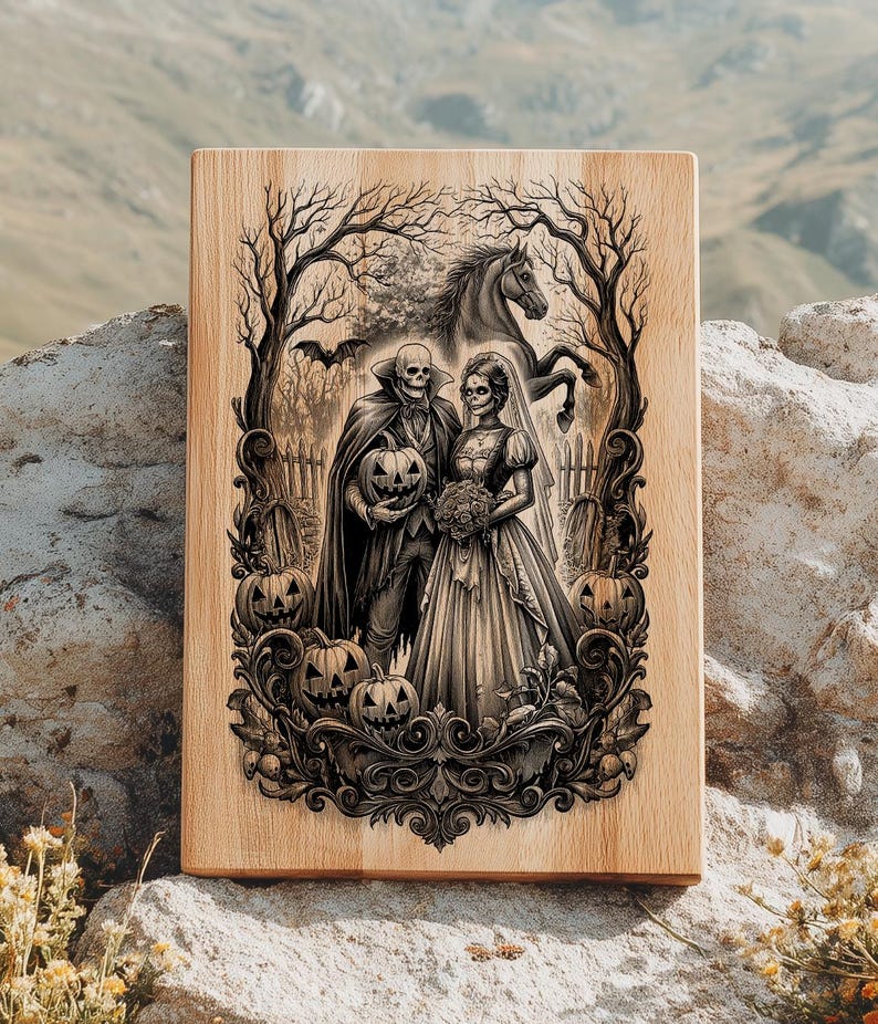 Skeleton Wedding SVG, PNG | Gothic Couple Laser Engraving File ...