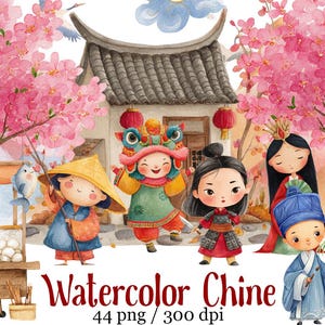 Cute China Clipart Bundle, China Elements, Chinese Culture Watercolor Clipart, Asian Festival, Asian Culture, Asian Watercolor Bundle