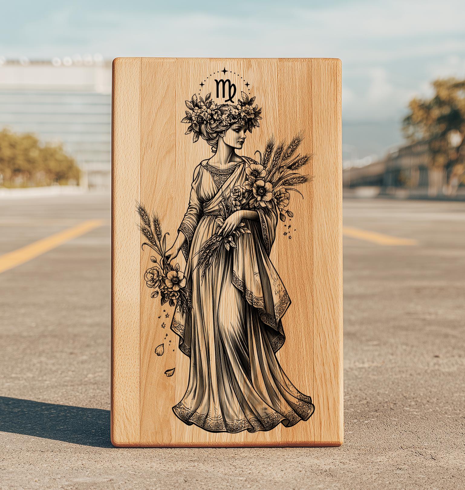 Virgo Zodiac Laser Engraving File | Celestial Maiden — Botanical