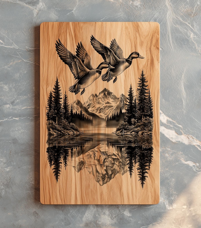 Flying Ducks Laser Engraving File | Waterfowl Mallard SVG | High ...